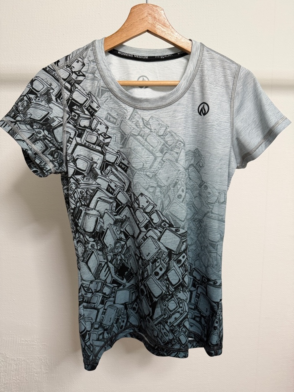 INKnBURN Gray Short Sleeve Graphic Tee with Black Tech Print